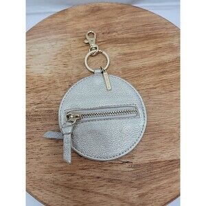 Fabletics Gold Leather Zippered Keyring Pouch 3.5"
